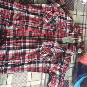 Red and dark blue flannel with white